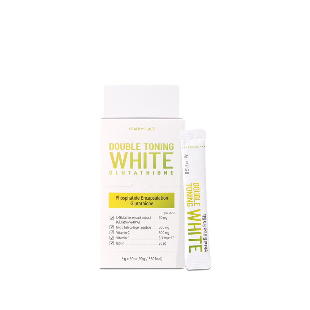 double toning white glutathione HEALTHY PLACE Double Toning White Liposome Glutathione 30 Packets (1-Month  Supply) main image 1